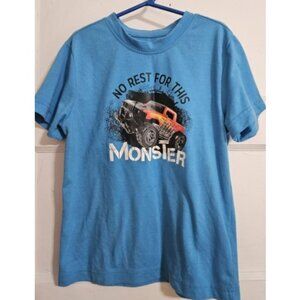 BASIC EDITIONS Blue No Rest For This Monster Truck Short Sleeved Top Boys Size 8